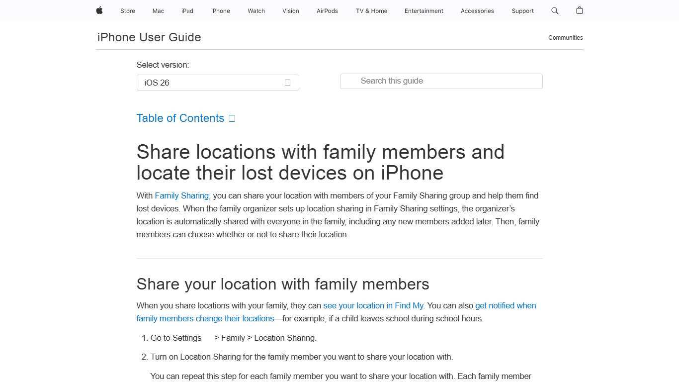 Share locations with family members and locate their lost devices on iPhone - Apple Support
